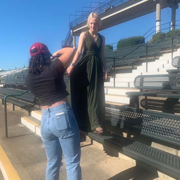 Multi wrap green dress one size. Wear many ways. - Picture 2 of 6